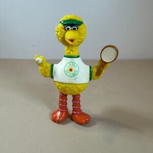 Vintage Sesame Street Big Bird Tennis Camp Action Figure Toy Henson